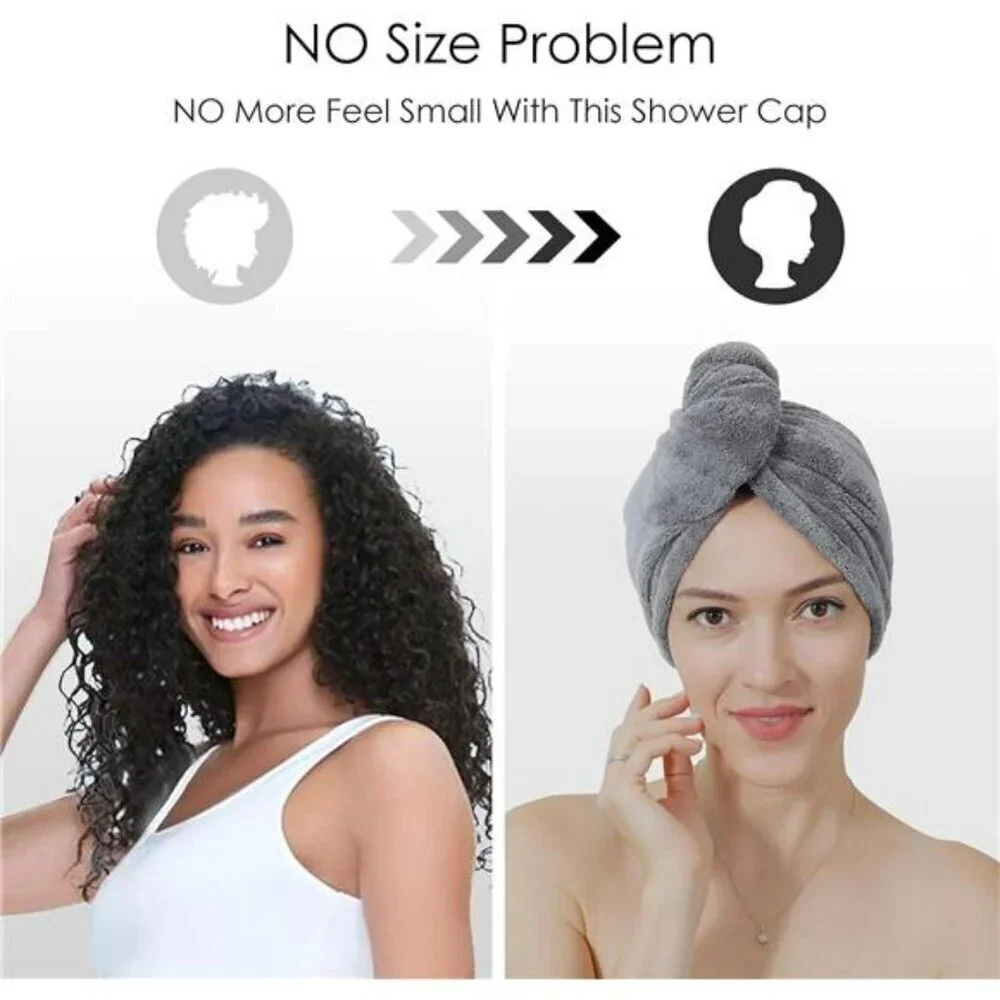 5 Pack Thicken Microfiber Hair Towel Wrap for Women Elastic Loop Design